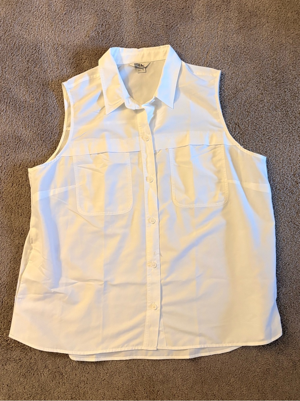 Eddie Bauer White Sleeveless Button-Down Shirt